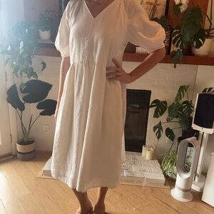 THE LINEN OVERSIZED PUFF-SLEEVE DRESS by Everlane NWOT